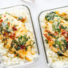 Creamy Tuscan Chicken & Cauliflower Rice
