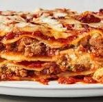 Lasagna with Caesar salad