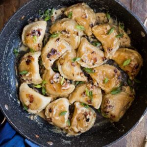 Classic Pierogies with side apple date salad