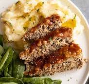 Meatloaf with Mashed Potatoes and Vegetables